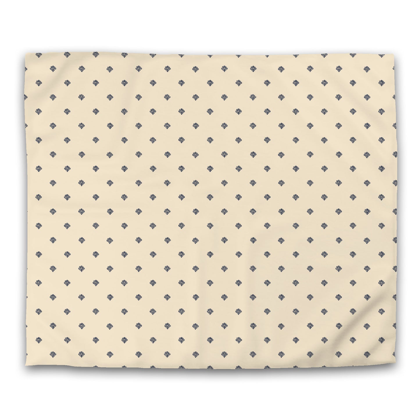 Beige Microfiber Duvet Cover, Navy Blue Hand-painted Swizzle Motif Print, King (width x length) 104 x 88 inches / 264 x 224 cm