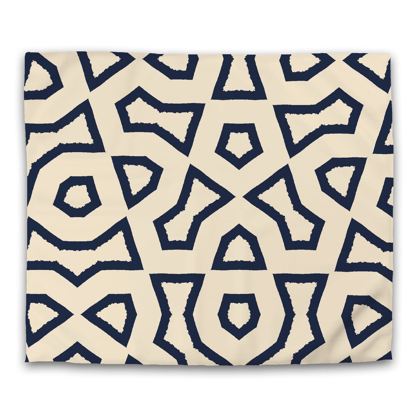 Beige Microfiber Duvet Cover, Bold Navy Blue Graphic, King (width x length) 104 x 88 inches / 264 x 224 cm