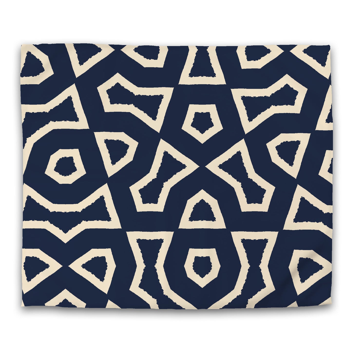 Navy Blue Microfiber Duvet Cover, Bold Beige Graphic, King (width x length) 104 x 88 inches / 264 x 224 cm