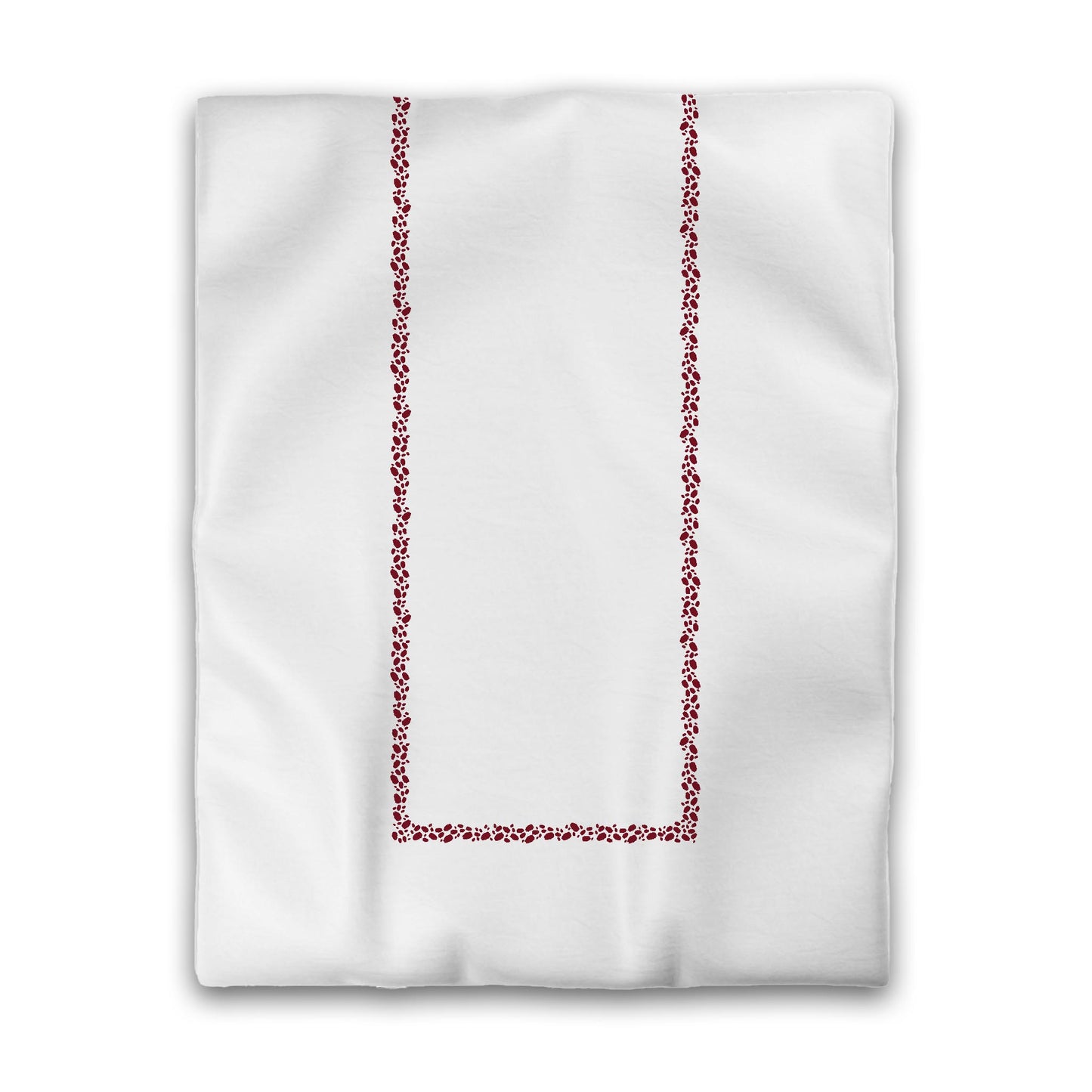 White Microfiber Duvet Cover, Burgundy Red Hand-painted Dab Motif Print, Classic Border, Queen (width x length) 88 x 88 inches / 224 x 224 cm