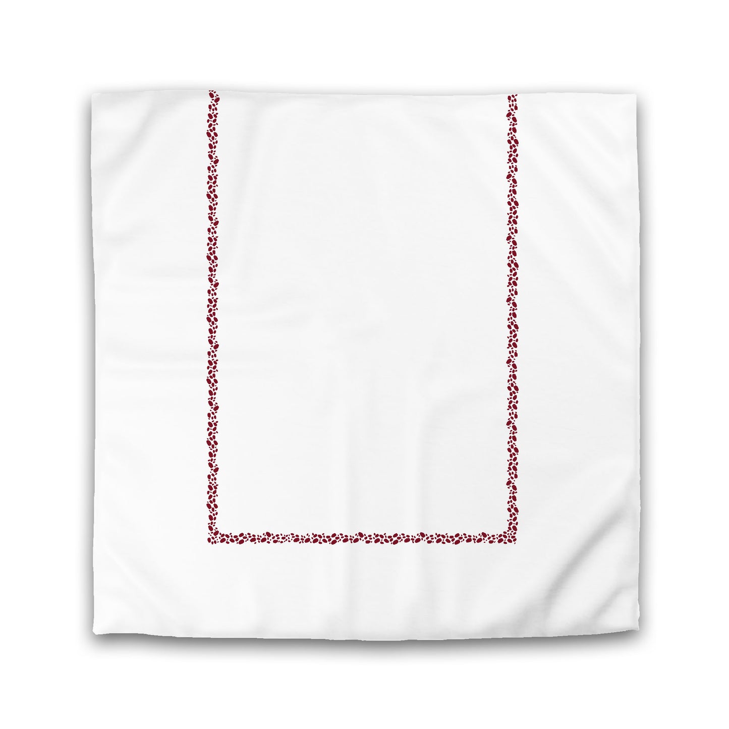 White Microfiber Duvet Cover, Burgundy Red Hand-painted Dab Motif Print, Classic Border | MFDU-1281-091