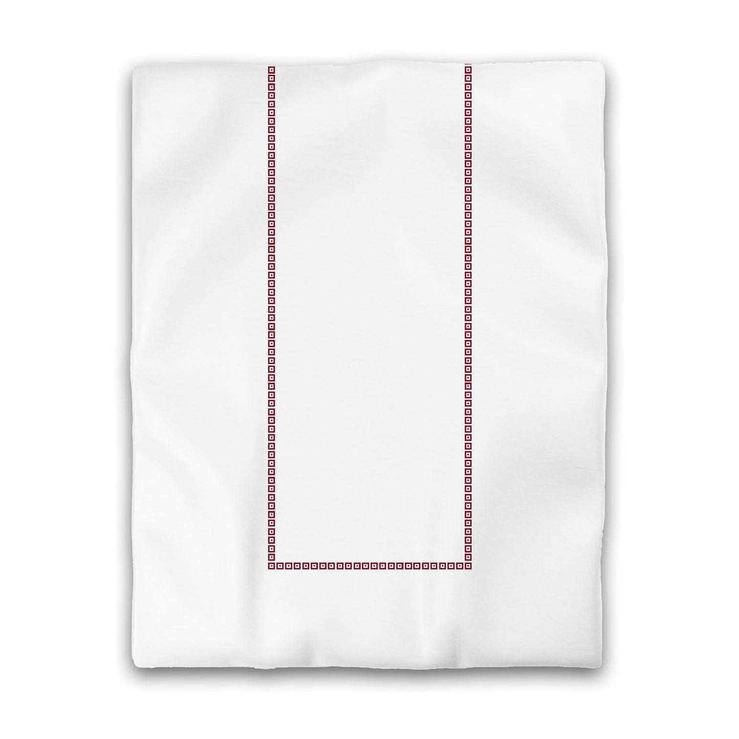 Off-White Cotton Sateen Duvet Cover, Burgundy Red Single Weave Motif Print, Classic Border | CSDU-1281-141