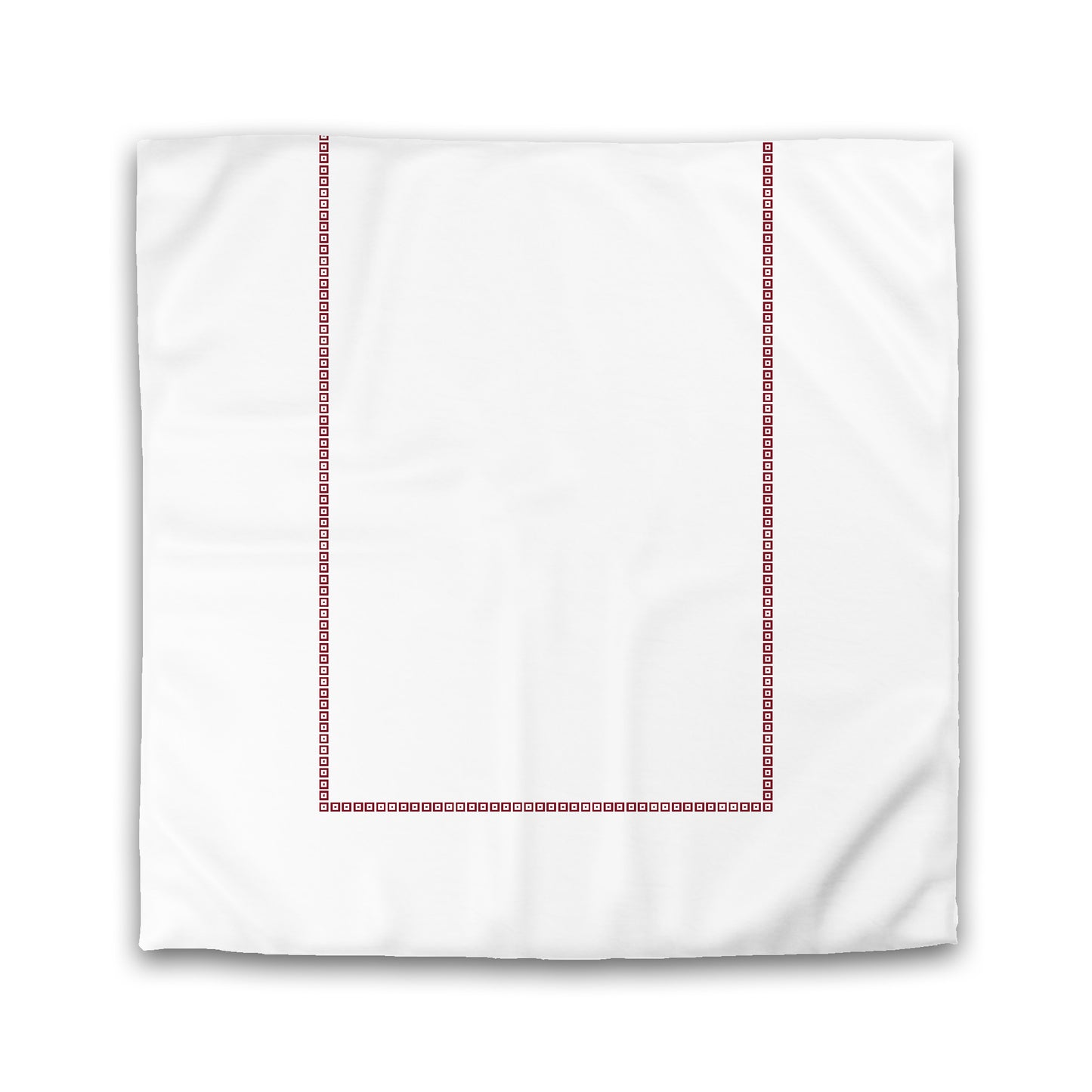 Off-White Cotton Sateen Duvet Cover, Burgundy Red Repeating Square Motif Print, Classic Border | CSDU-1281-121