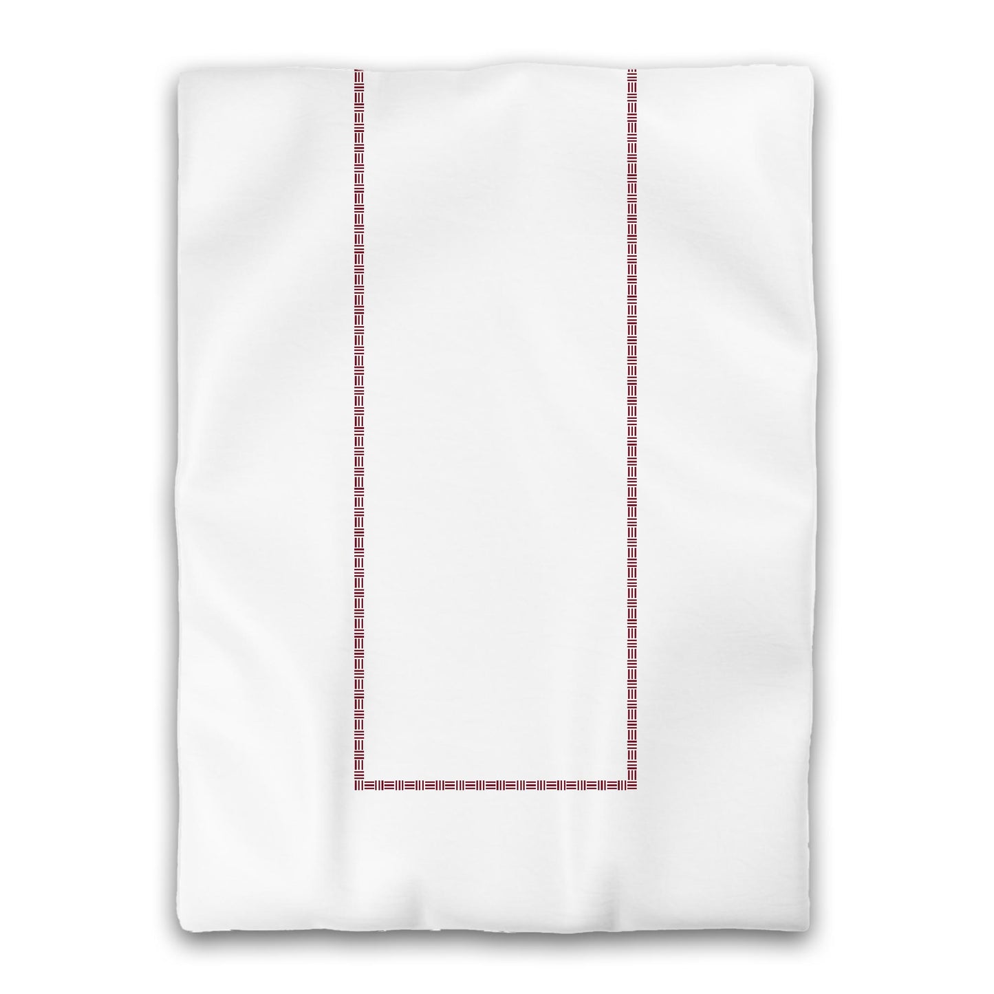 White Microfiber Duvet Cover, Burgundy Red Single Weave Motif Print, Classic Border, Twin (width x length) 68 x 88 inches / 173 x 224 cm