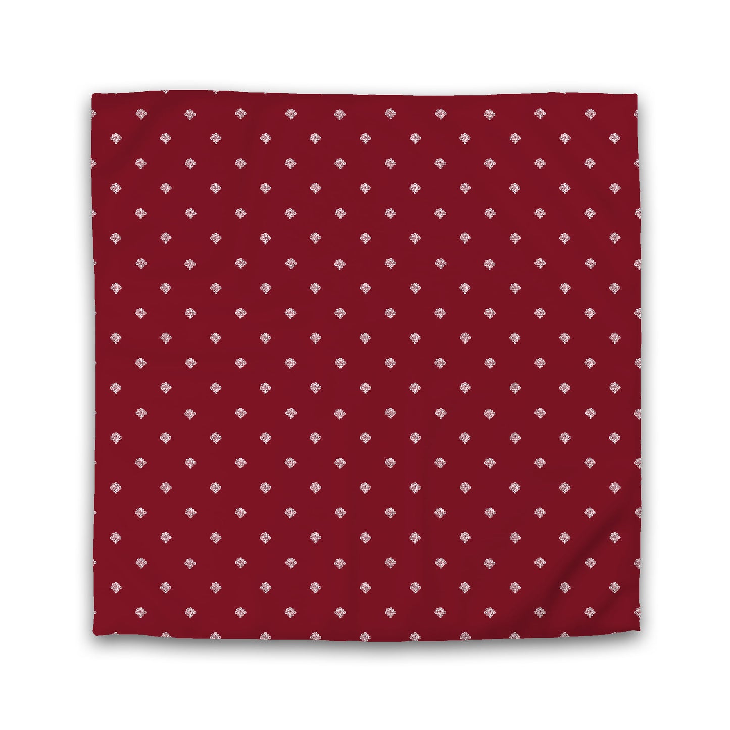 Burgundy Red Cotton Sateen Duvet Cover, Off-White Hand-painted Swizzle Motif Print, Queen (width x length) 90 x 90 inches / 229 x 229 cm