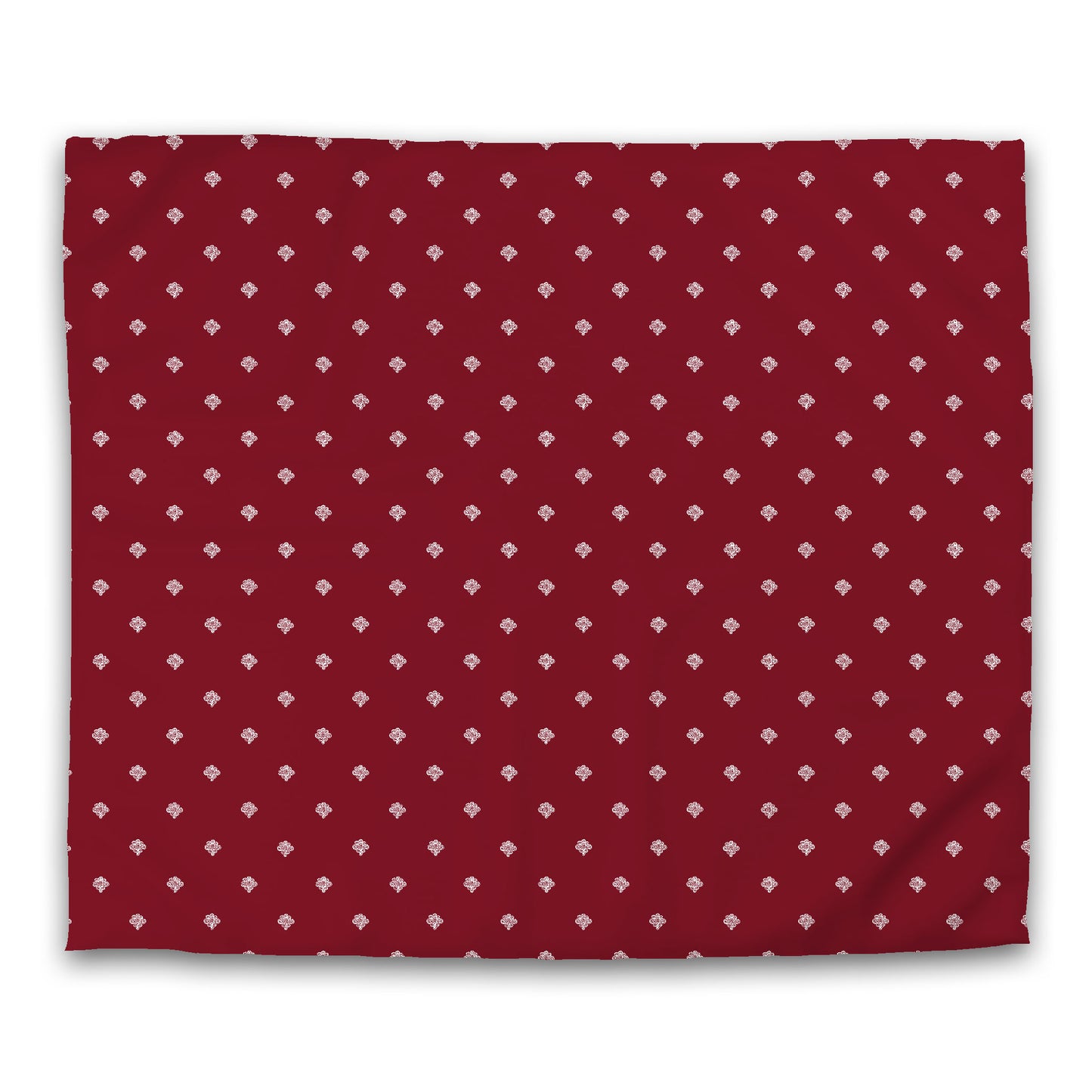 Burgundy Red Cotton Sateen Duvet Cover, Off-White Hand-painted Swizzle Motif Print, King (width x length) 106 x 92 inches / 269 x 234 cm