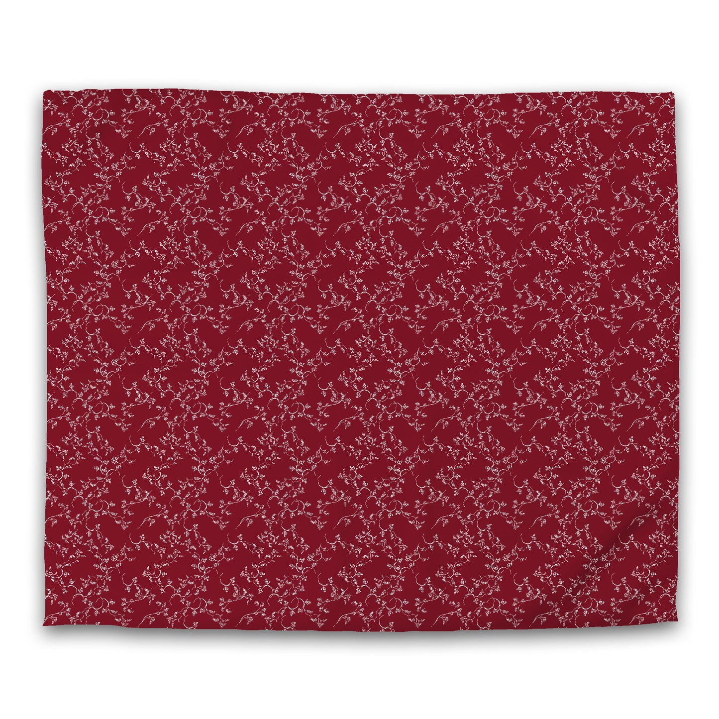 Burgundy Red Microfiber Duvet Cover, White Hand-painted Vine Print, King (width x length) 104 x 88 inches / 264 x 224 cm