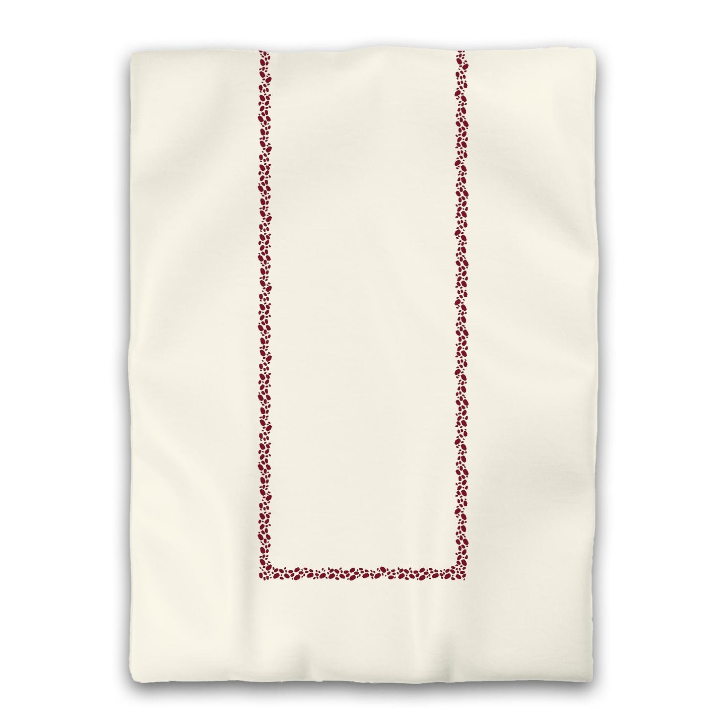 Pale Cream Microfibre Duvet Cover, Burgundy Red Hand-painted Dab Motif Print, Classic Border, Twin XL (width x length) 68 x 92 inches / 173 x 234 cm