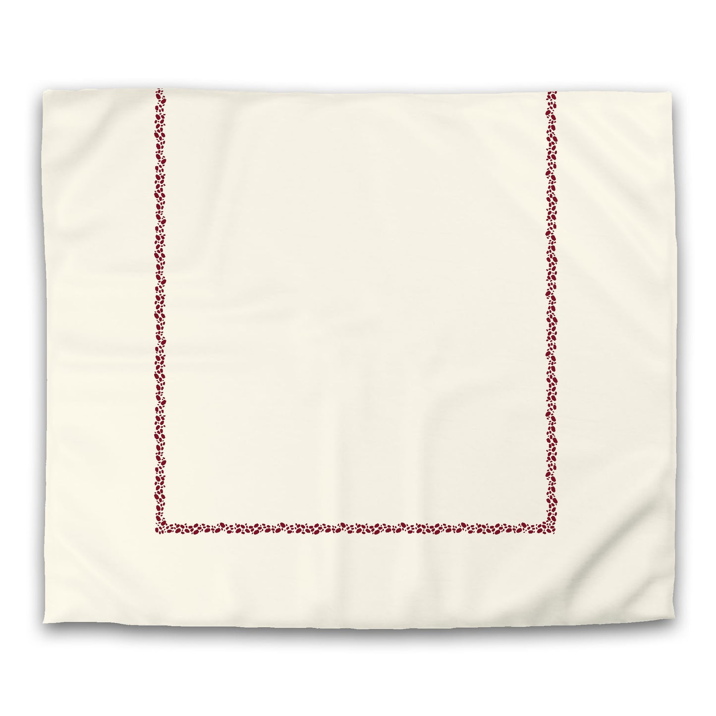 Pale Cream Microfibre Duvet Cover, Burgundy Red Hand-painted Dab Motif Print, Classic Border, King (width x length) 104 x 88 inches / 264 x 224 cm