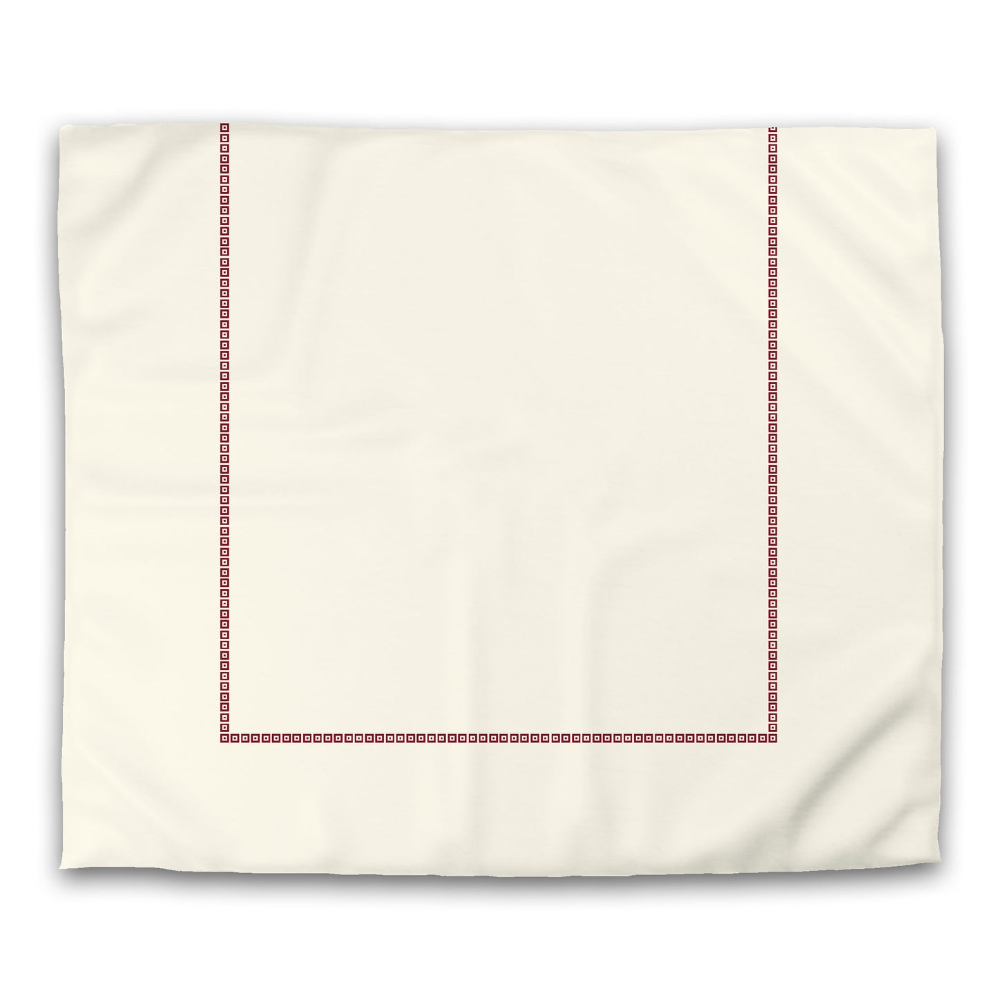 Pale Cream Microfibre Duvet Cover, Burgundy Red Repeating Square Motif Print, Classic Border, King (width x length) 104 x 88 inches / 264 x 224 cm