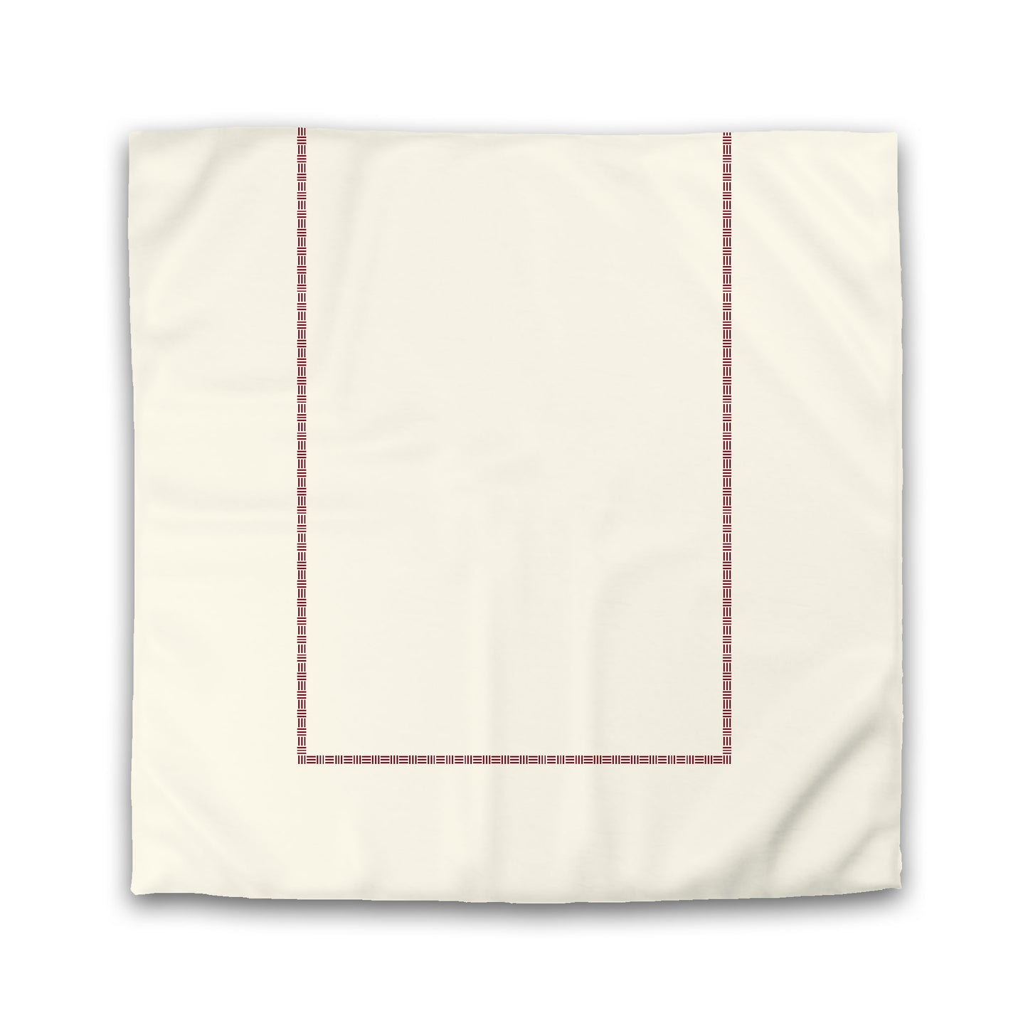 Pale Cream Microfibre Duvet Cover, Burgundy Red Single Weave Motif Print, Classic Border, Queen (width x length) 88 x 88 inches / 224 x 224 cm