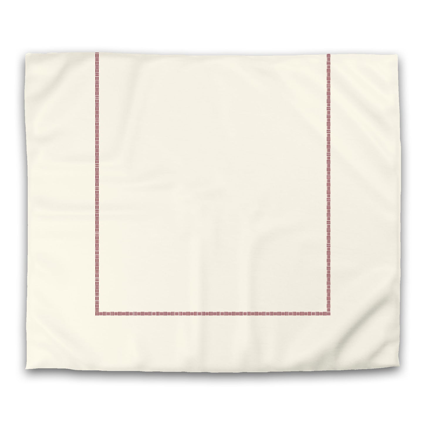 Pale Cream Microfibre Duvet Cover, Burgundy Red Single Weave Motif Print, Classic Border, King (width x length) 104 x 88 inches / 264 x 224 cm