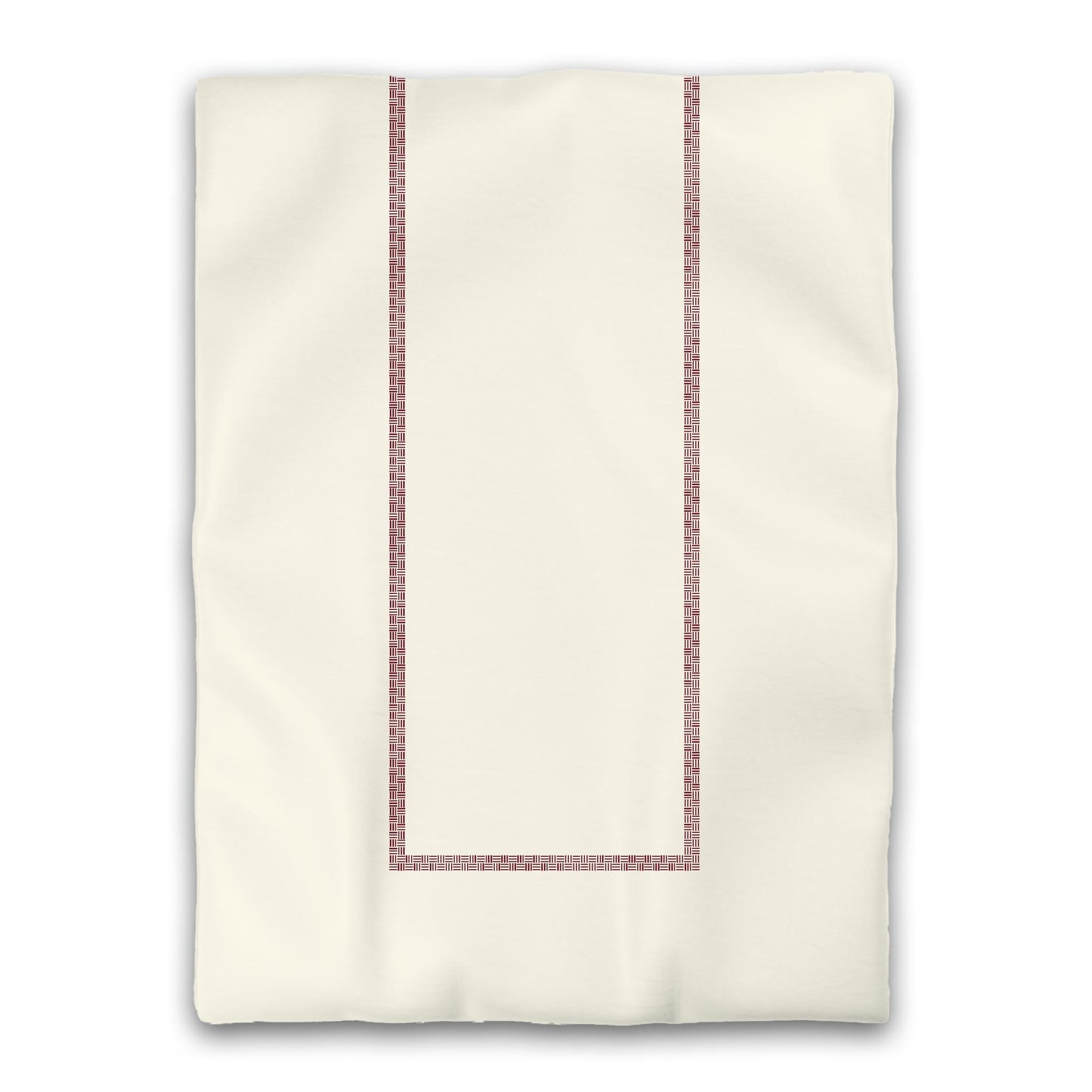 Pale Cream Microfibre Duvet Cover, Burgundy Red Double Weave Motif Print, Classic Border, Twin XL (width x length) 68 x 92 inches / 173 x 234 cm