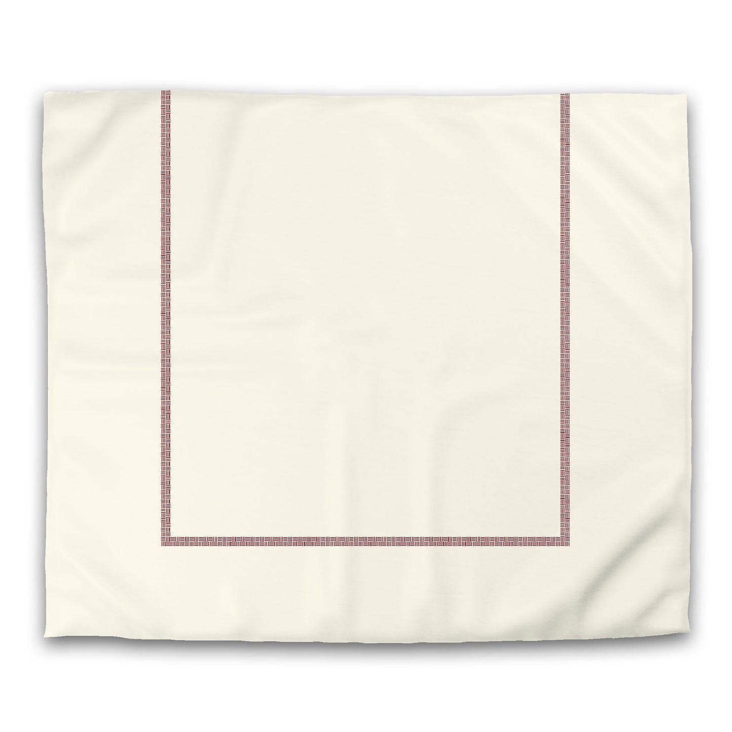 Pale Cream Microfibre Duvet Cover, Burgundy Red Double Weave Motif Print, Classic Border, King (width x length) 104 x 88 inches / 264 x 224 cm