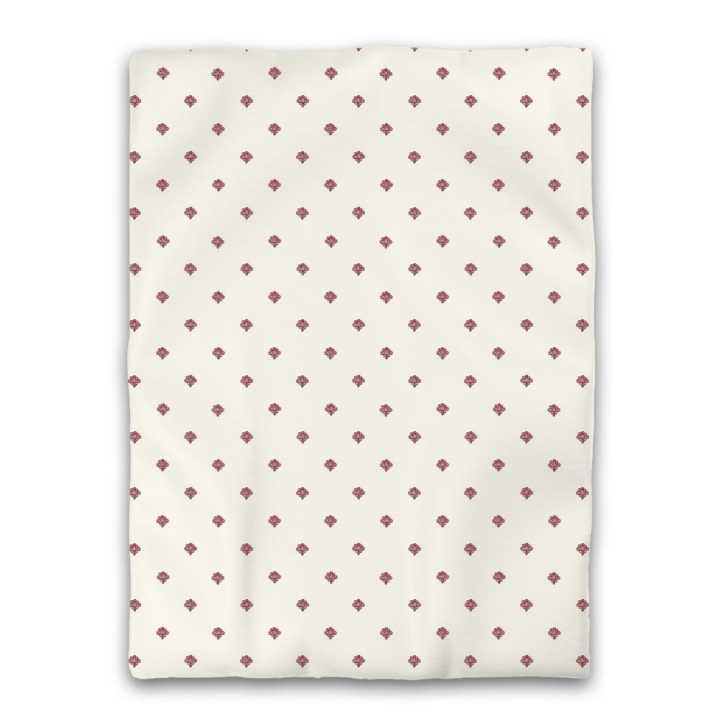Pale Cream Microfibre Duvet Cover, Burgundy Red Hand-painted Swizzle Motif Print, Twin XL (width x length) 68 x 92 inches / 173 x 234 cm