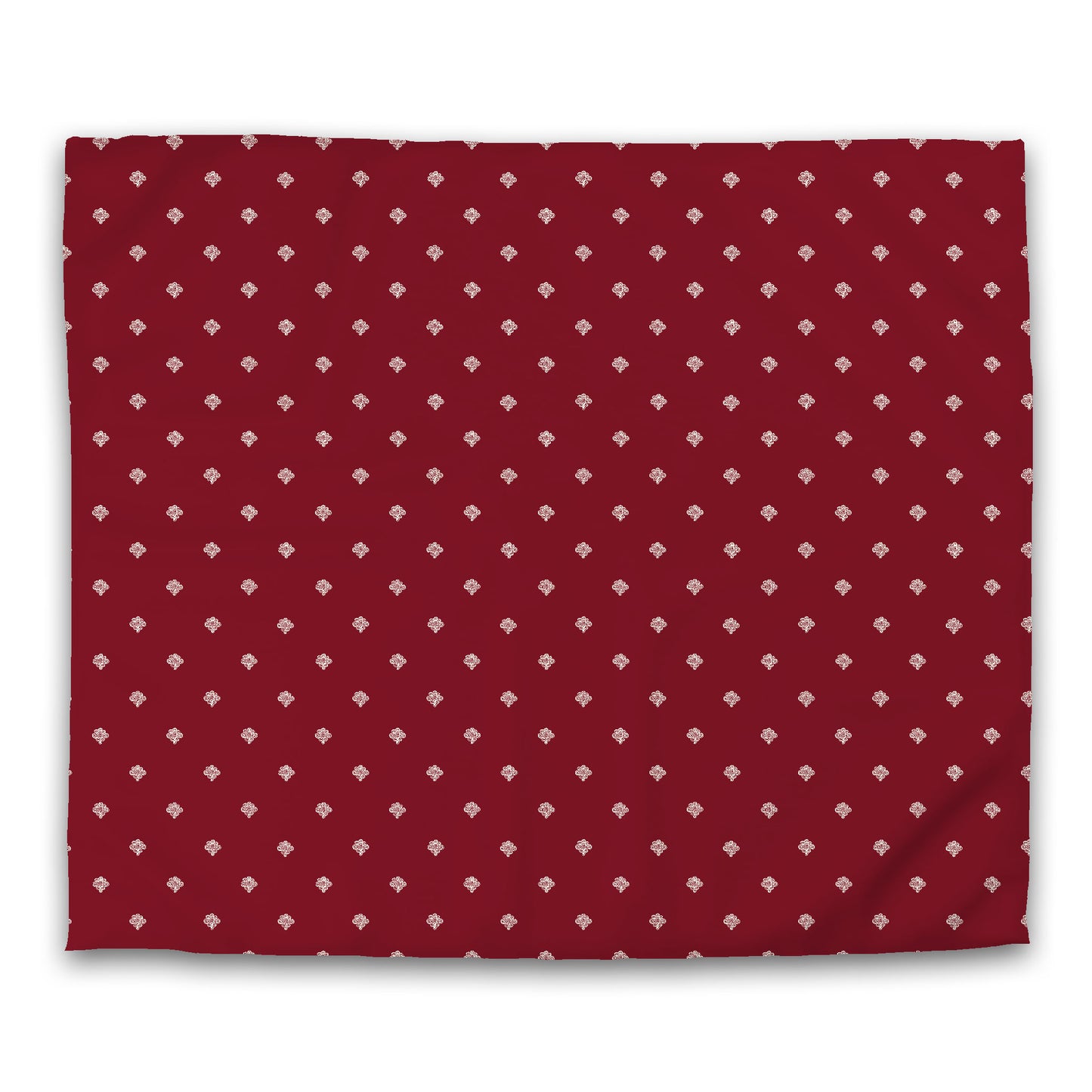 Burgundy Red Cotton Sateen Duvet Cover, Pale Cream Hand-painted Swizzle Motif Print, King (width x length) 106 x 92 inches / 269 x 234 cm