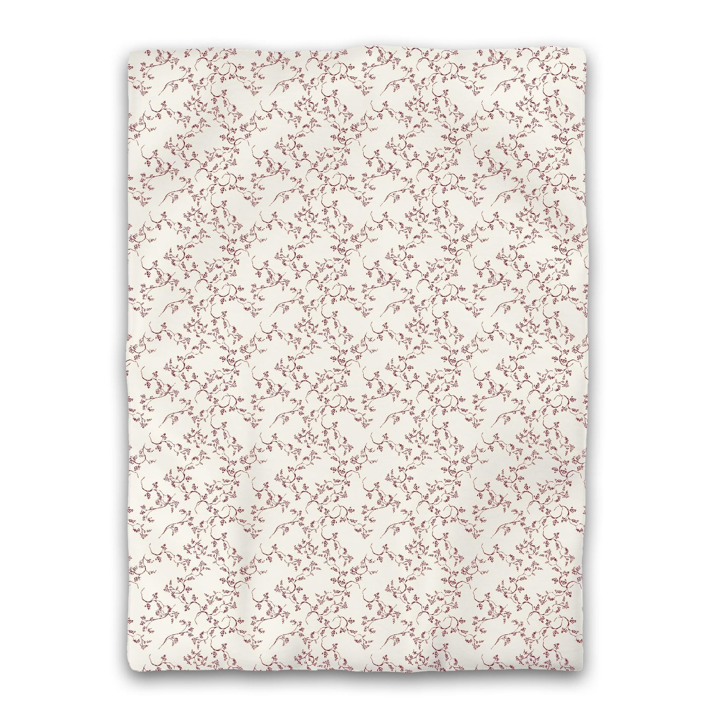 Pale Cream Microfibre Duvet Cover, Burgundy Red Hand-painted Vine Print, Twin XL (width x length) 68 x 92 inches / 173 x 234 cm