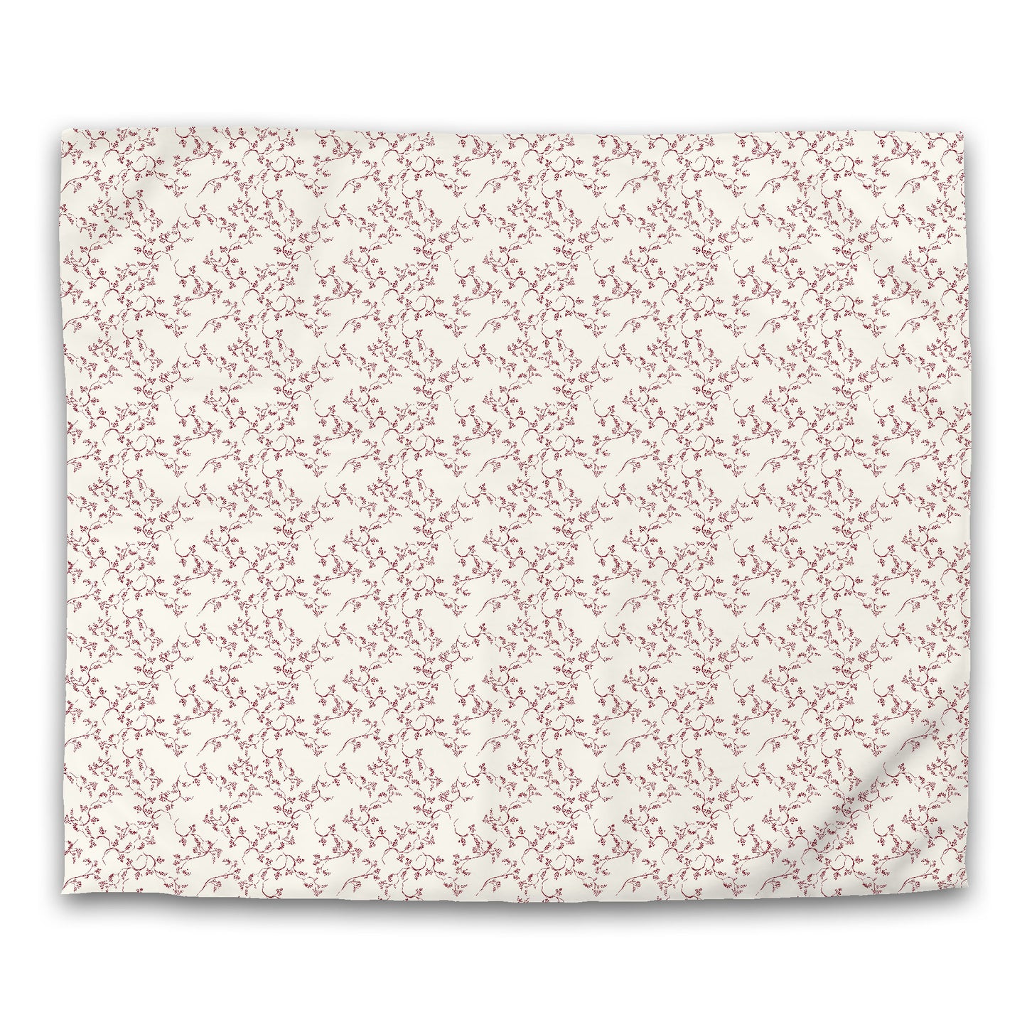 Pale Cream Microfibre Duvet Cover, Burgundy Red Hand-painted Vine Print, King (width x length) 104 x 88 inches / 264 x 224 cm