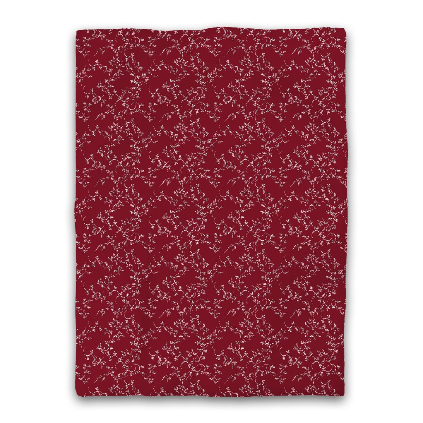 Burgundy Red Microfiber Duvet Cover, Pale Cream Hand-painted Vine Print, Twin XL (width x length) 68 x 92 inches / 173 x 234 cm