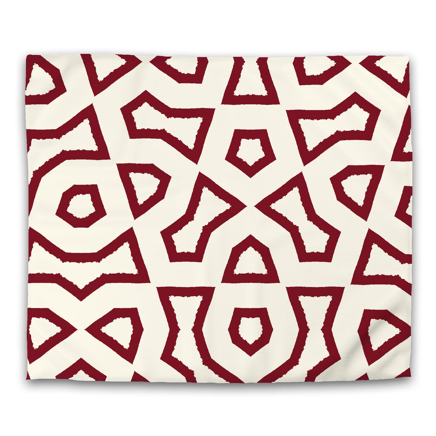 Pale Cream Microfibre Duvet Cover, Bold Burgundy Red Graphic, King (width x length) 104 x 88 inches / 264 x 224 cm