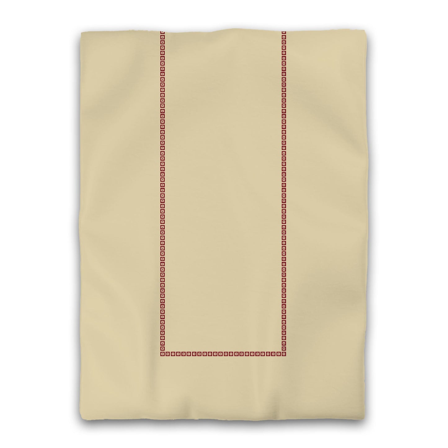 Desert Sand Microfibre Duvet Cover, Burgundy Red Repeating Square Motif Print, Classic Border, Twin XL (width x length) 68 x 92 inches / 173 x 234 cm