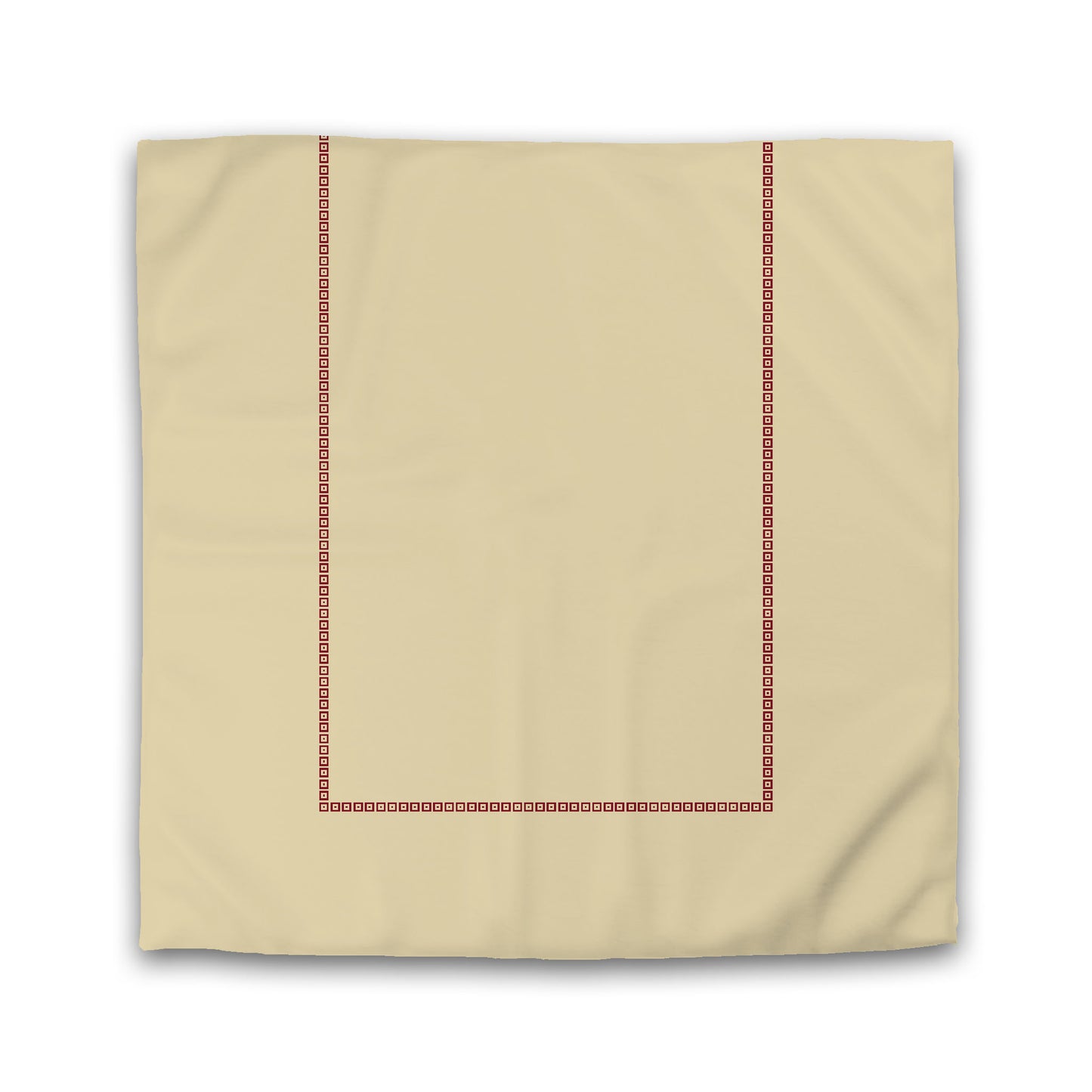Desert Sand Microfibre Duvet Cover, Burgundy Red Repeating Square Motif Print, Classic Border, Queen (width x length) 88 x 88 inches / 224 x 224 cm