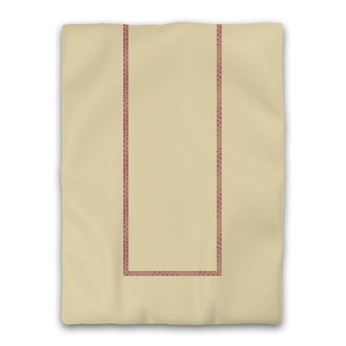 Desert Sand Microfibre Duvet Cover, Burgundy Red Double Weave Motif Print, Classic Border, Twin XL (width x length) 68 x 92 inches / 173 x 234 cm