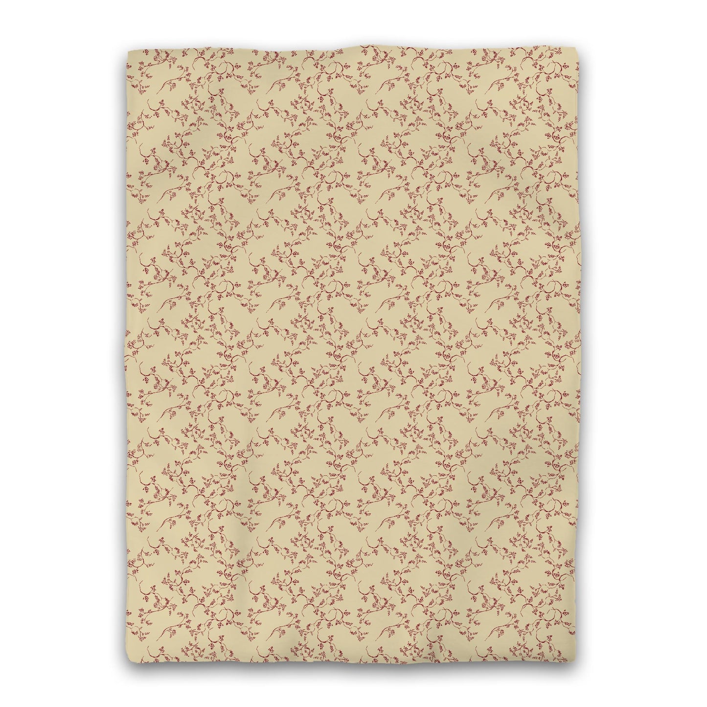 Desert Sand Microfibre Duvet Cover, Burgundy Red Hand-painted Vine Print, Twin XL (width x length) 68 x 92 inches / 173 x 234 cm