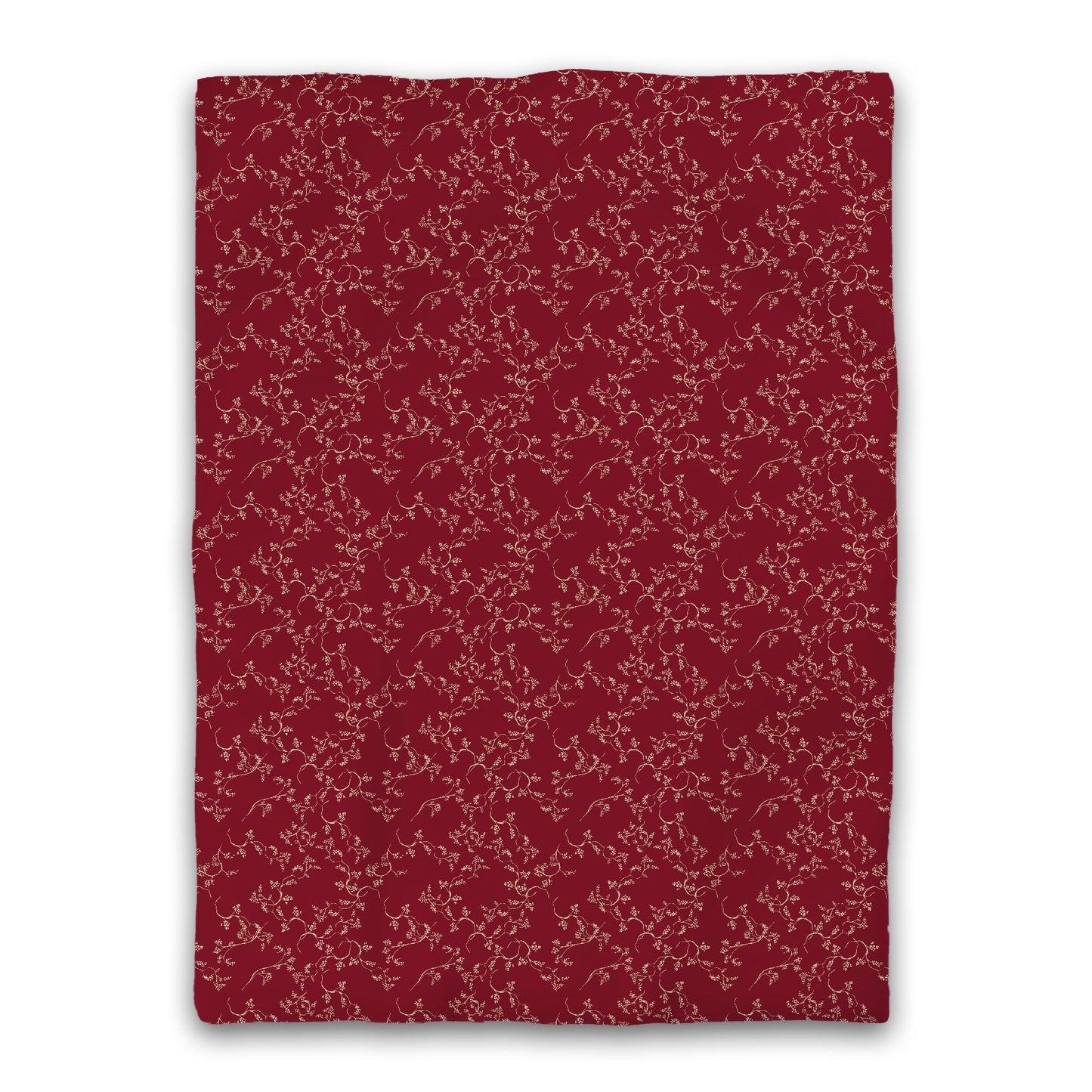 Burgundy Red Microfiber Duvet Cover, Desert Sand Hand-painted Vine Print, Twin XL (width x length) 68 x 92 inches / 173 x 234 cm
