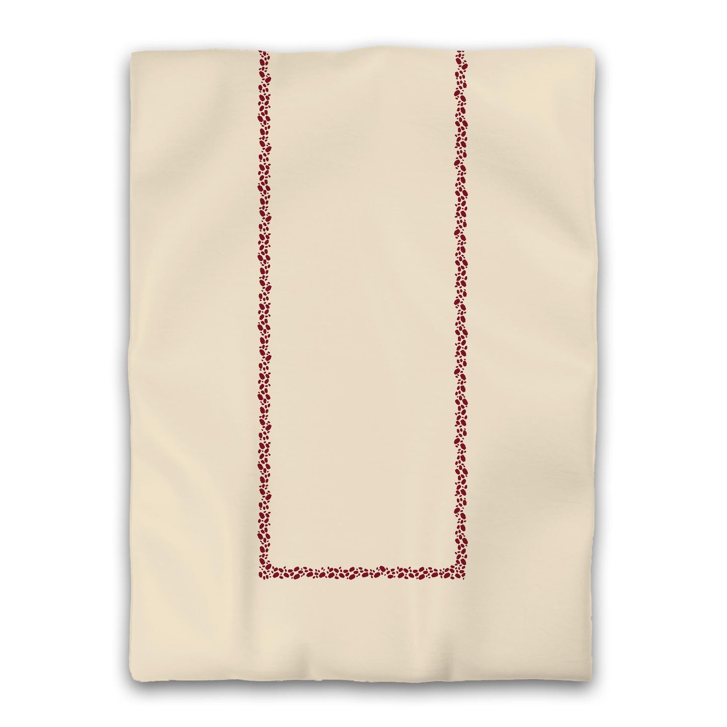 Beige Microfibre Duvet Cover, Burgundy Red Hand-painted Dab Motif Print, Classic Border, Twin XL (width x length) 68 x 92 inches / 173 x 234 cm