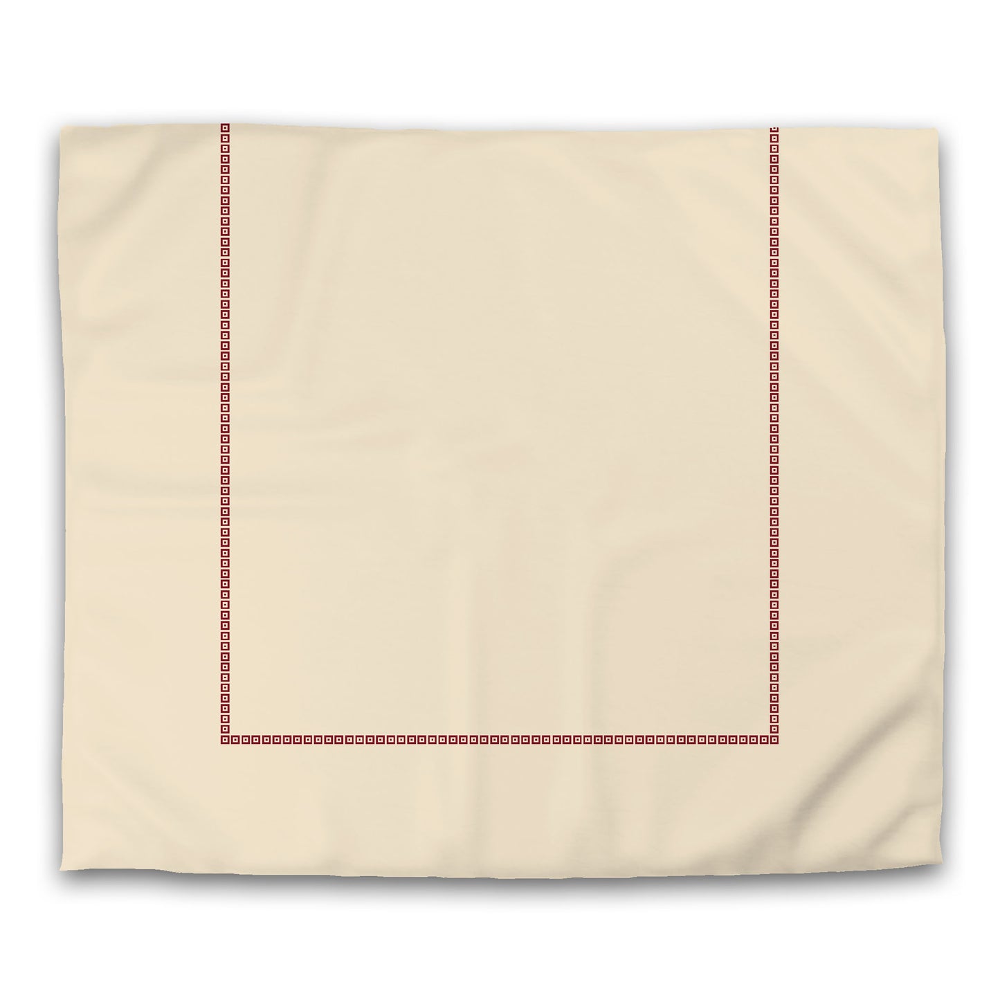 Beige Microfibre Duvet Cover, Burgundy Red Repeating Square Motif Print, Classic Border, King (width x length) 104 x 88 inches / 264 x 224 cm