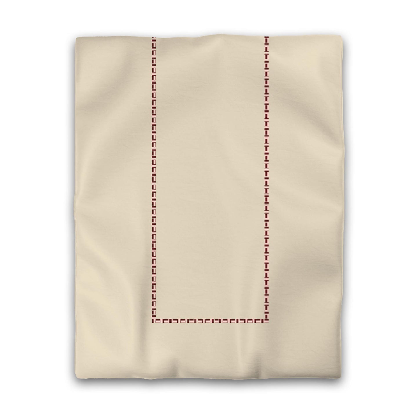 Beige Microfibre Duvet Cover, Burgundy Red Single Weave Motif Print, Classic Border, Twin (width x length) 68 x 88 inches / 173 x 224 cm