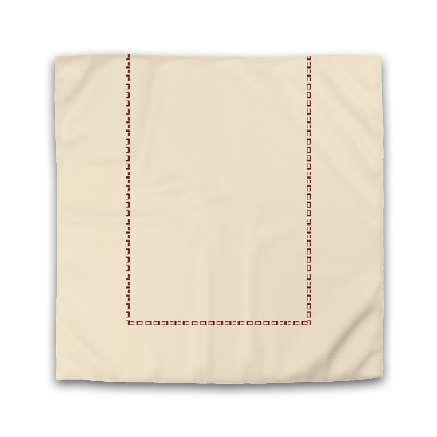 Beige Microfibre Duvet Cover, Burgundy Red Single Weave Motif Print, Classic Border, Queen (width x length) 88 x 88 inches / 224 x 224 cm