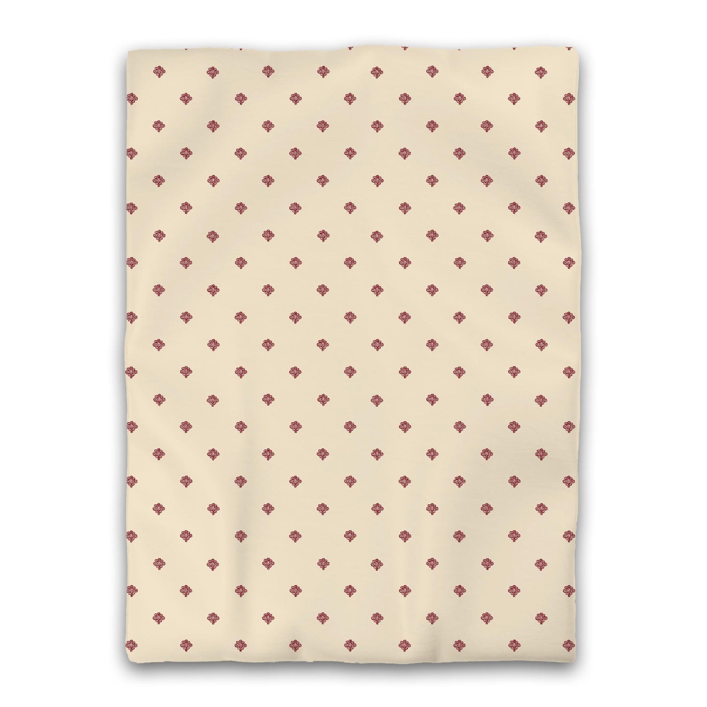 Beige Microfibre Duvet Cover, Burgundy Red Hand-painted Swizzle Motif Print, Twin XL (width x length) 68 x 92 inches / 173 x 234 cm