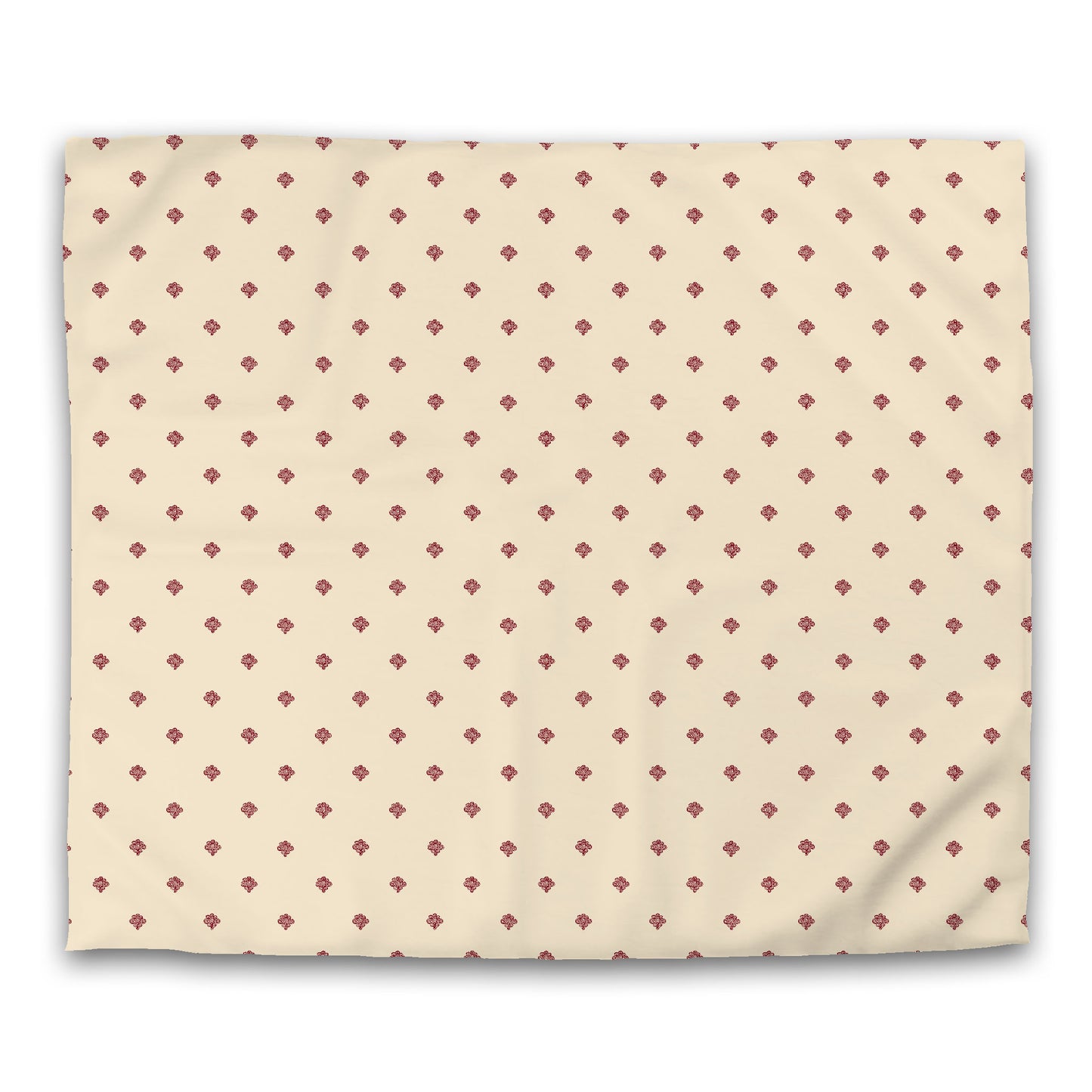 Beige Cotton Sateen Duvet Cover, Burgundy Red Hand-painted Swizzle Motif Print, King (width x length) 106 x 92 inches / 269 x 234 cm