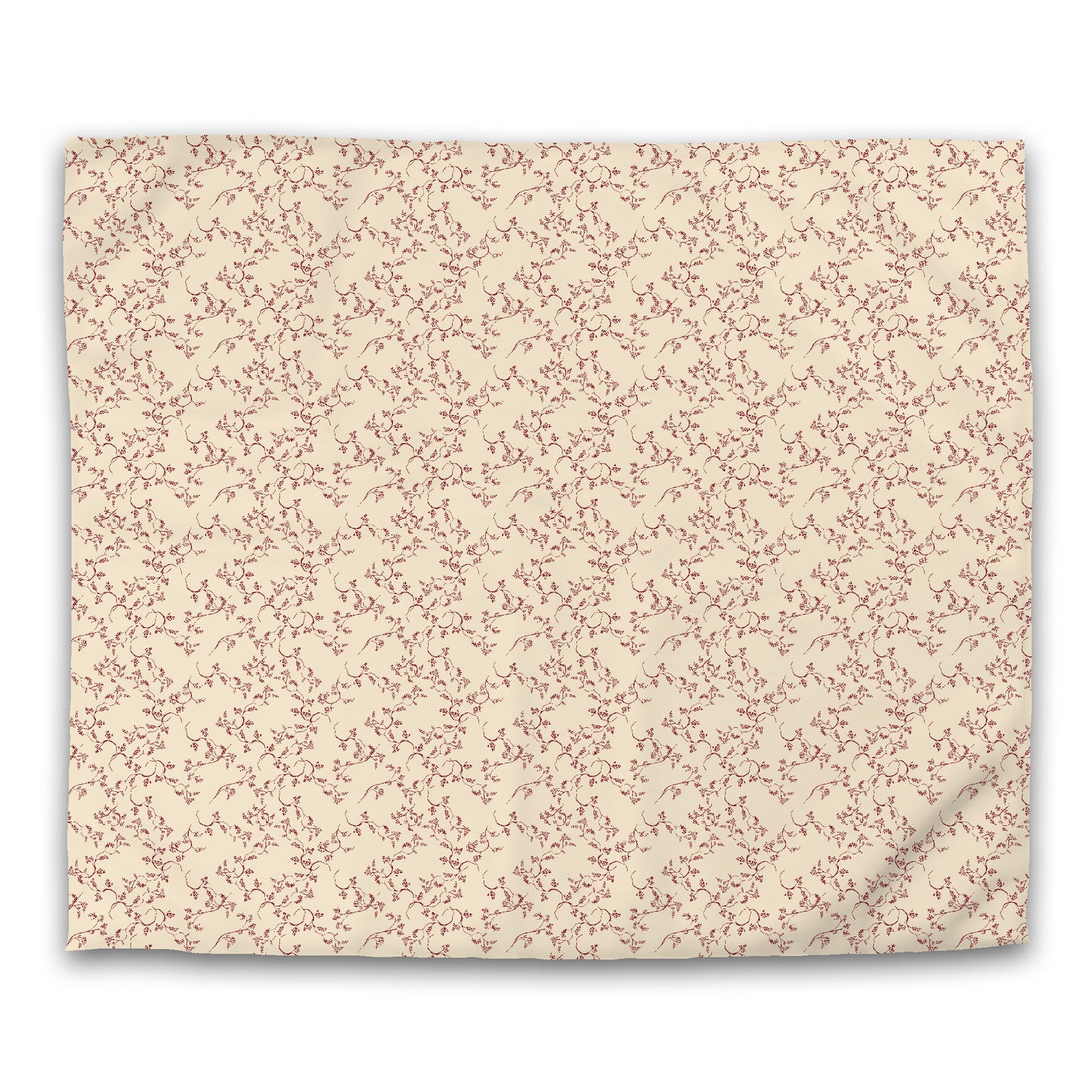 Beige Microfibre Duvet Cover, Burgundy Red Hand-painted Vine Print, King (width x length) 104 x 88 inches / 264 x 224 cm