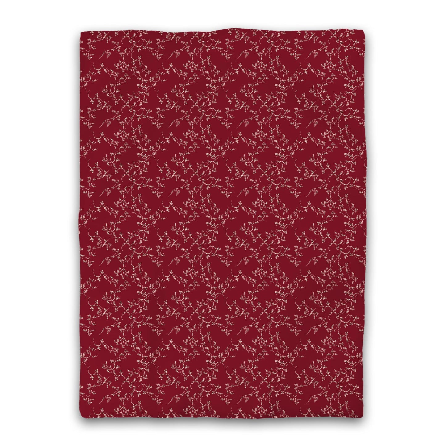 Burgundy Red Microfiber Duvet Cover, Beige Hand-painted Vine Print, Twin XL (width x length) 68 x 92 inches / 173 x 234 cm