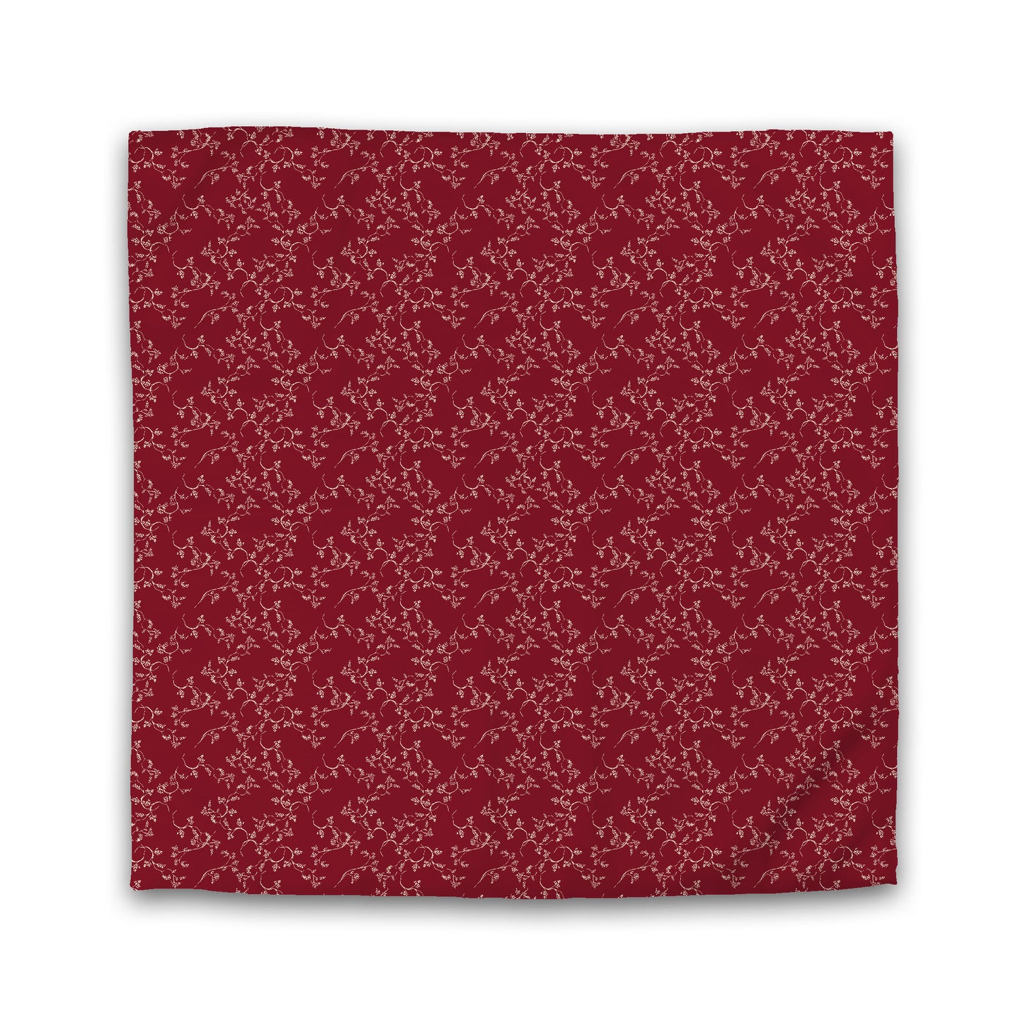 Burgundy Red Microfiber Duvet Cover, Beige Hand-painted Vine Print, Queen (width x length) 88 x 88 inches / 224 x 224 cm