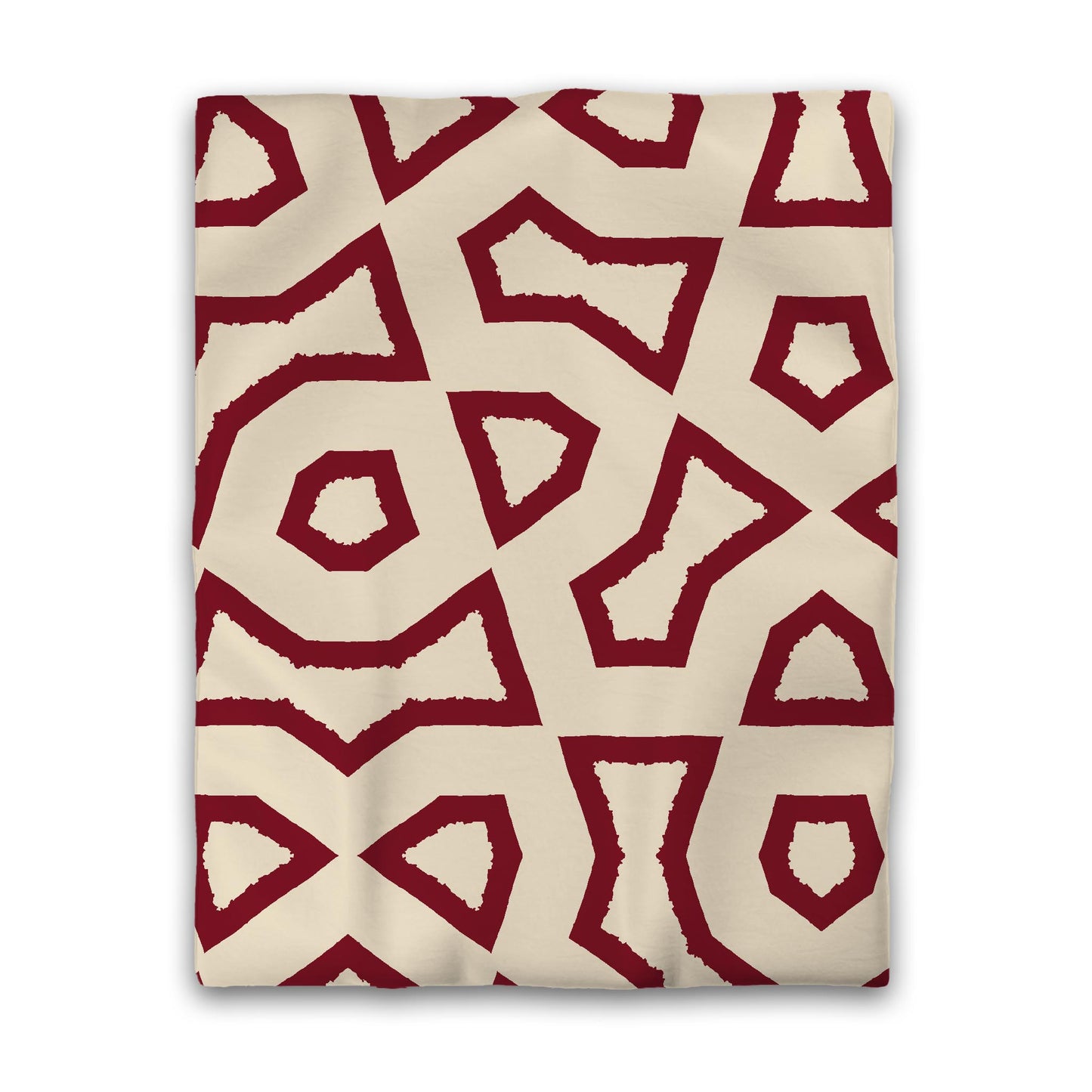 Beige Microfibre Duvet Cover, Bold Burgundy Red Graphic, Twin (width x length) 68 x 88 inches / 173 x 224 cm