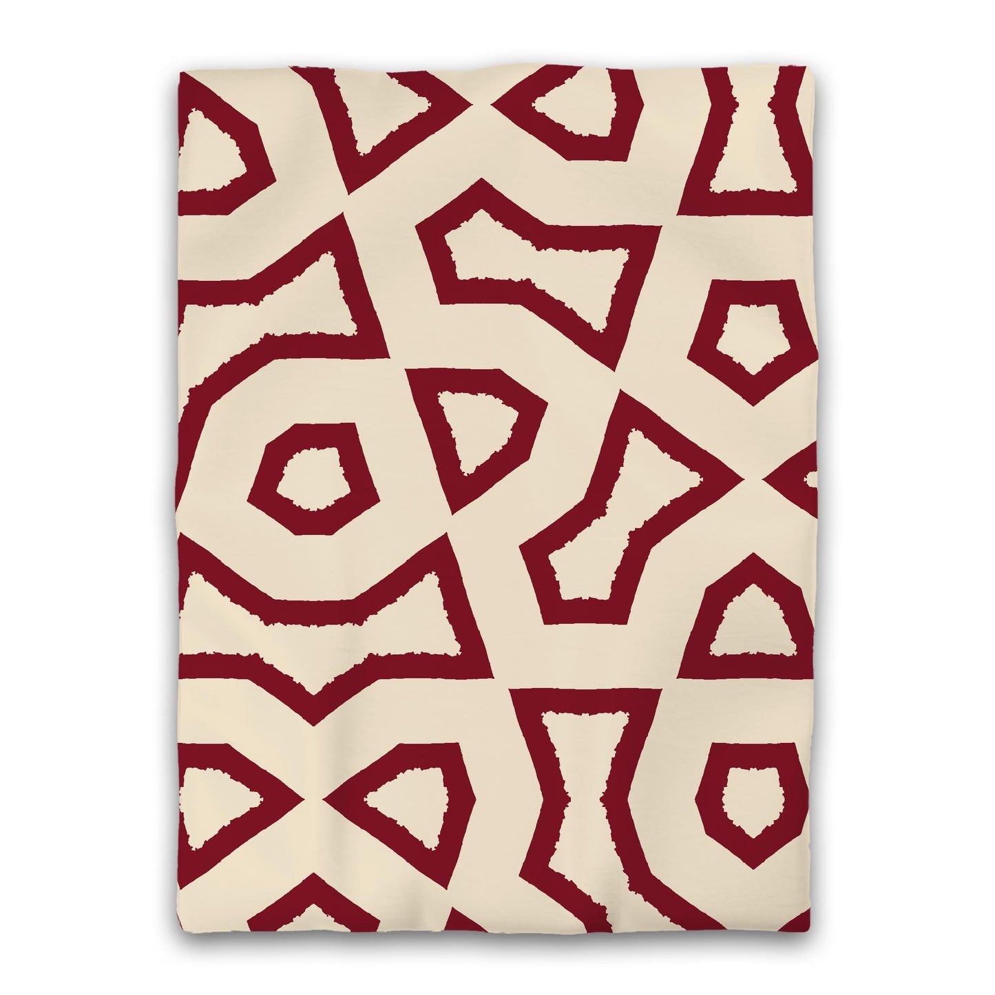 Beige Microfibre Duvet Cover, Bold Burgundy Red Graphic, Twin XL (width x length) 68 x 92 inches / 173 x 234 cm