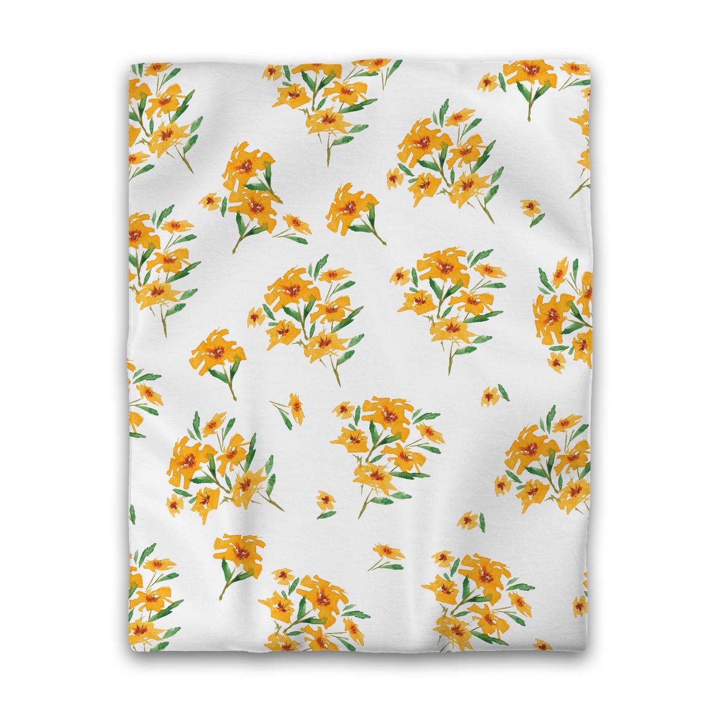 White Microfiber Duvet, Large Yellow-Orange Floral Print, Twin - 68 x 88 inches