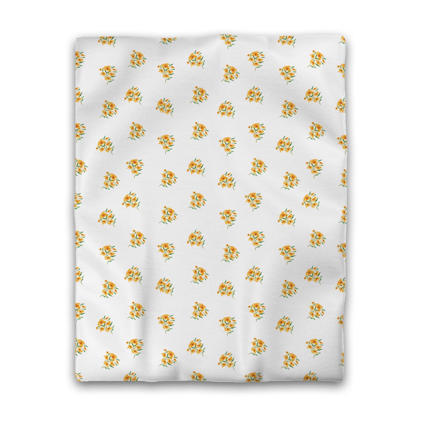 Off-White Cotton Sateen Duvet, Medium Yellow-Orange Floral Pattern, Twin - 70 x 90 inches