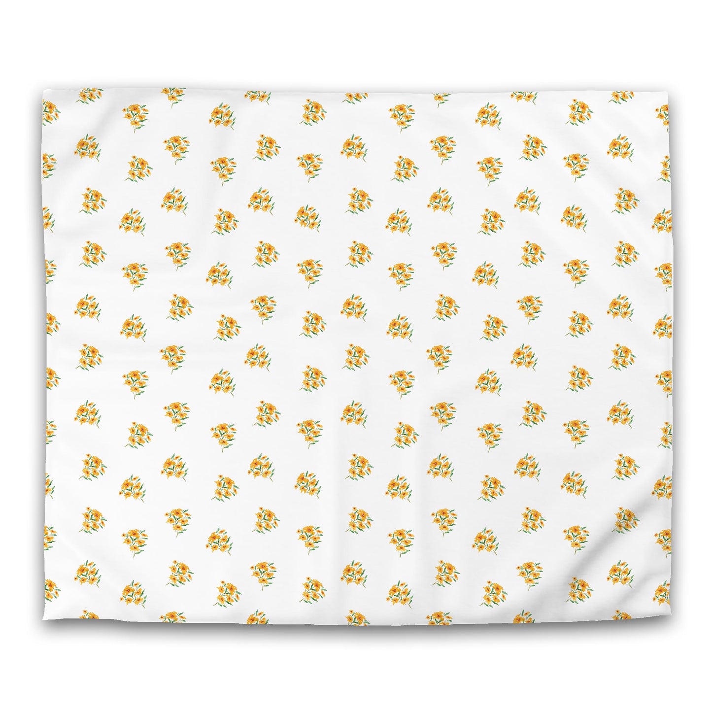 Saffron Garden — White Microfiber Duvet Cover with Medium Yellow-Orange Floral Patte | King - 104 x 88 inches