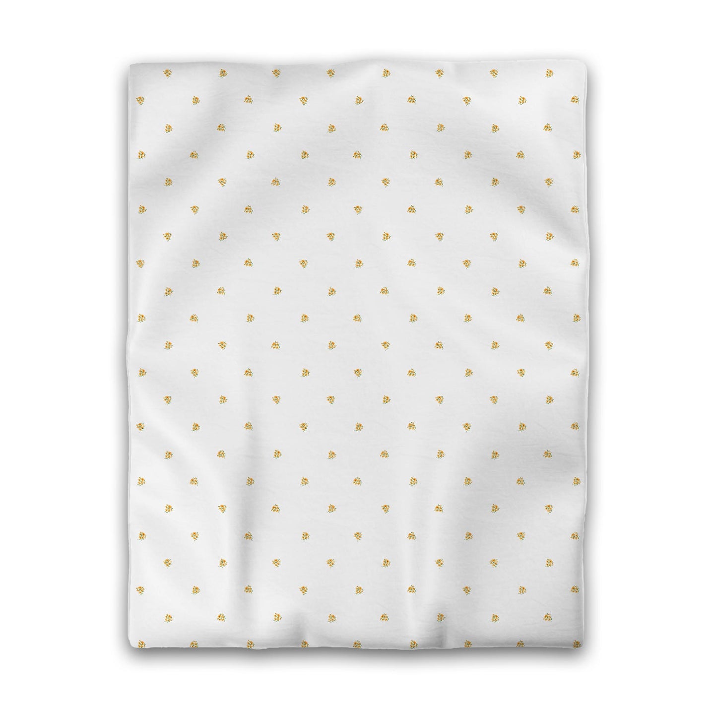 White Microfiber Duvet, Small Yellow-Orange Floral Pattern, Twin - 68 x 88 inches