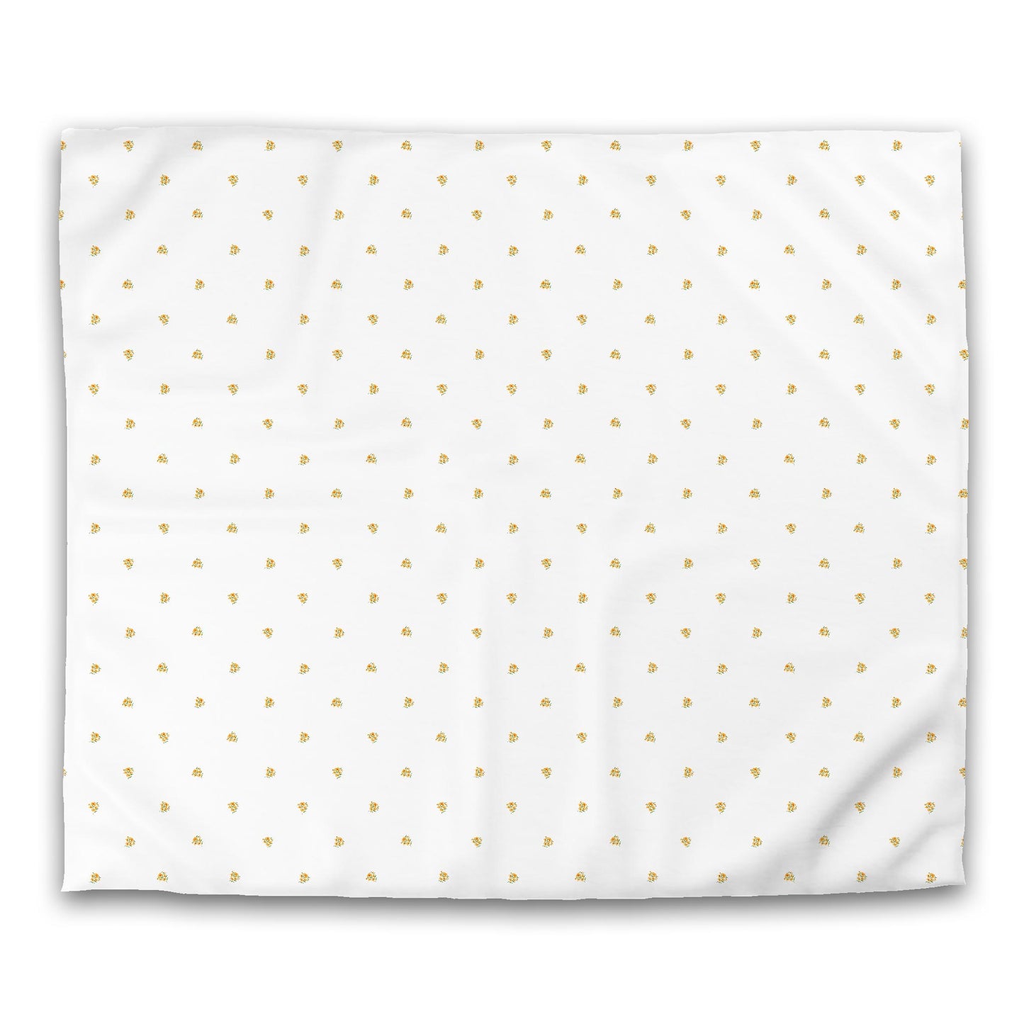White Microfiber Duvet, Small Yellow-Orange Floral Pattern, King - 104 x 88 inches