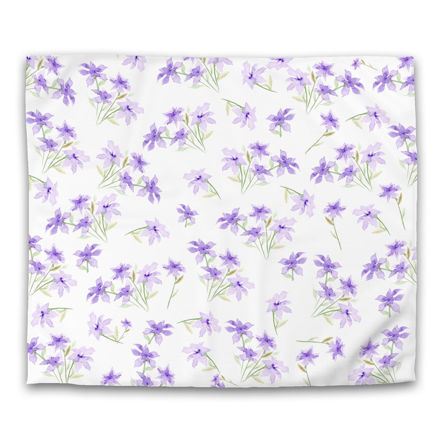 White Microfiber Duvet, Large Purple Floral Print, King - 104 x 88 inches