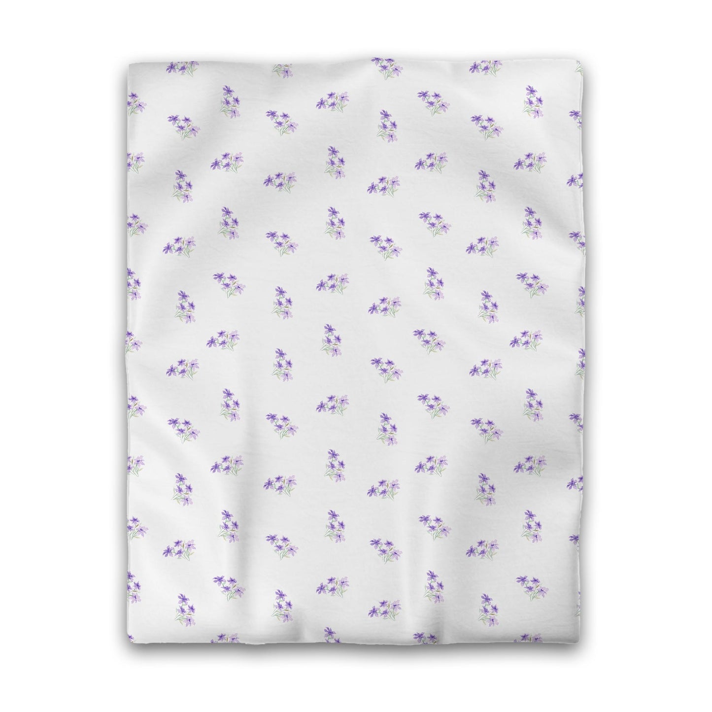 Off-White Cotton Sateen Duvet, Medium Purple Floral Pattern, Twin - 70 x 90 inches