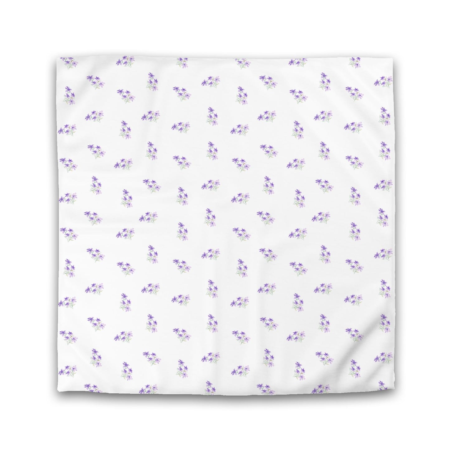 Off-White Cotton Sateen Duvet, Medium Purple Floral Pattern, Queen - 90 x 90 inches