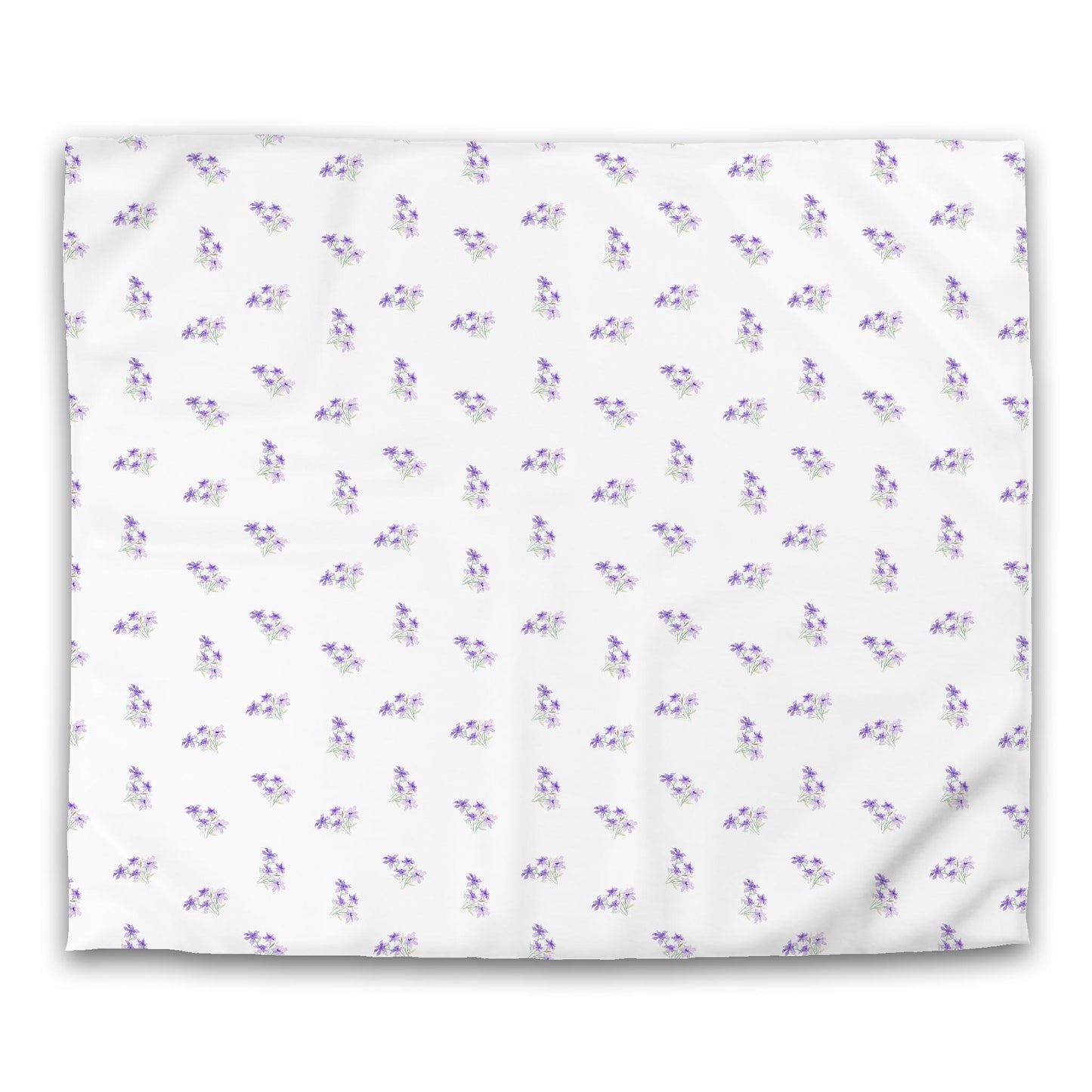 Off-White Cotton Sateen Duvet, Medium Purple Floral Pattern, King - 106 x 92 inches