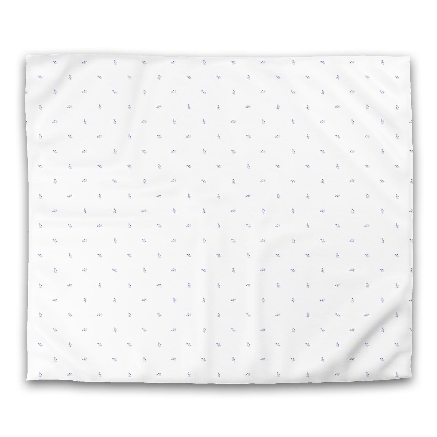 Off-White Cotton Sateen Duvet, Small Purple Floral Pattern, King - 106 x 92 inches